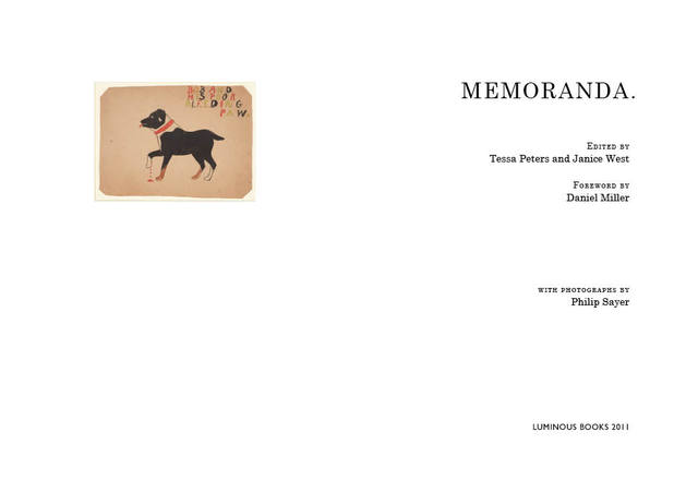 Memoranda (title page and verso)