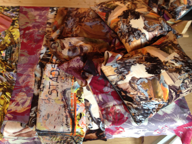 Printed scarves and cushions