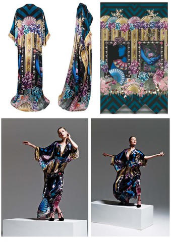 Kaftan, 2015 (Double crepe silk; digital 'Dressing table' print)