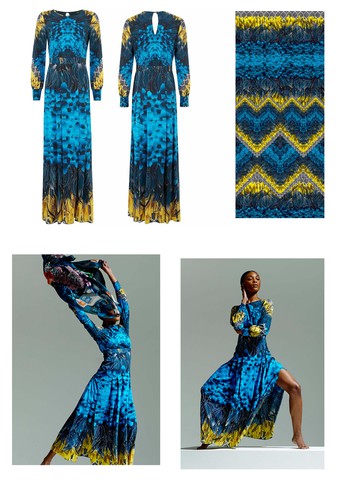T-shirt dress, 2015 (Crepe silk; digital 'Blue petal' print)