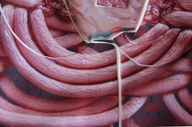 Shirt detail. Installation at 'Four Threads' at the Haberdashers Company
