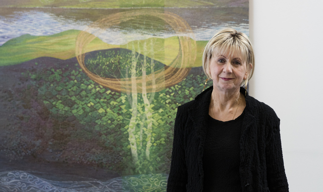 Professor Lesley Millar at Here & now exhibition