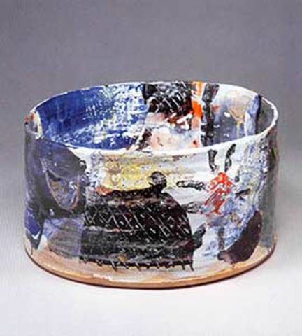 Ashley Howard, stoneware with brush and collage enamel