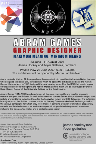 Abram Games, exhibition invitation reminder