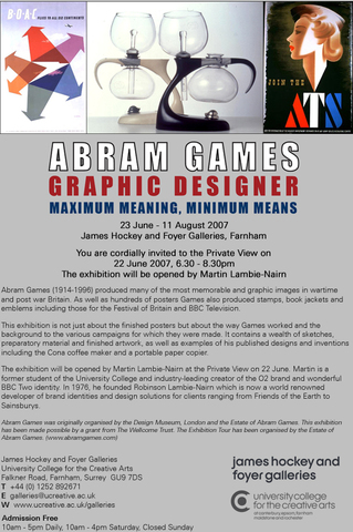 Abram Games, exhibition invitation 