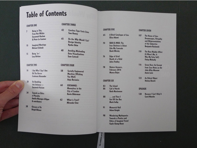 Why Would I Lie? - contents page
