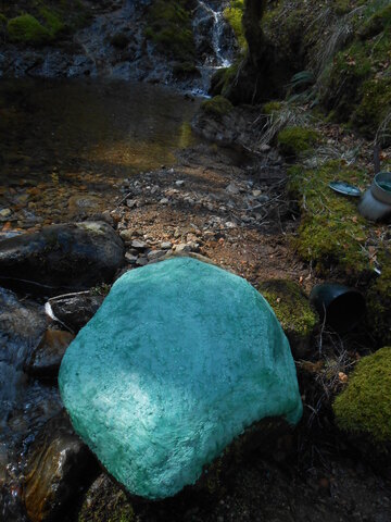 Wax cast of glacial boulder before removal