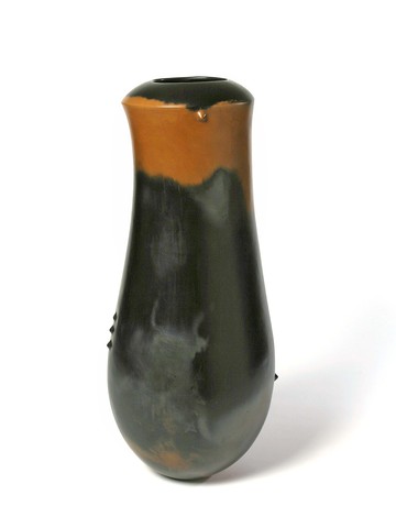 Vessel Series III, no. 2 2005/06. Red clay, carbonized and multi-fired 20 3/4 x 9 1/2 in. (53 x 24 cm.) 